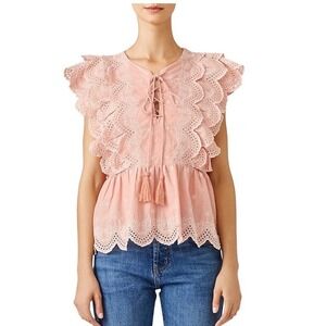 Deby‎ Debo Pink Blush Jordyn Top Size Medium Coquette Girly Lace Fairycore